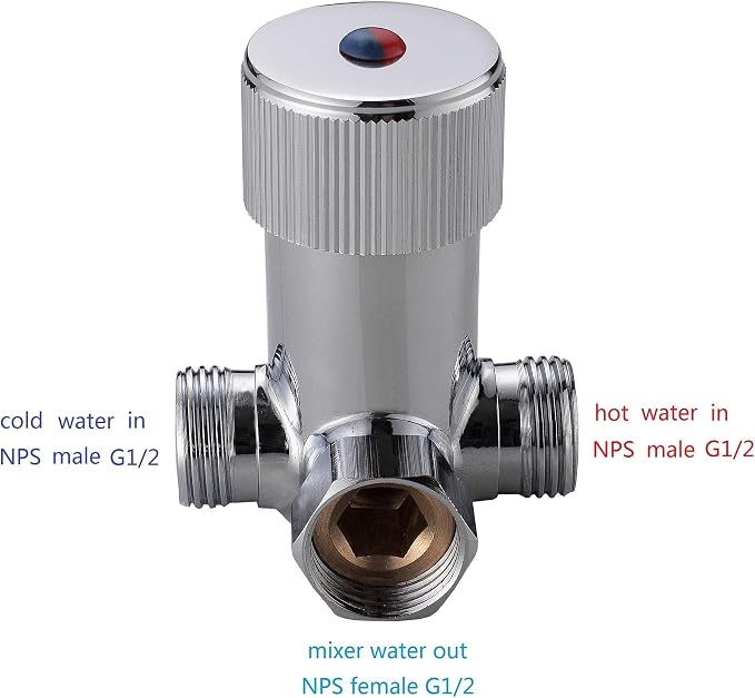 Brass Cold and Hot Water Mixing Valve | Chrome, - Image 7