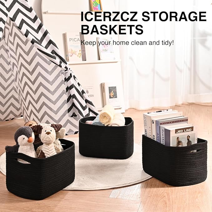ICERZCZ Black Storage Baskets for Shelves, Small Storage Baskets for Organizing - Image 6