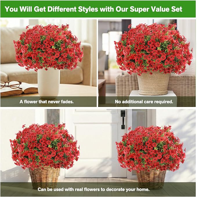 13 Bundles Artificial Flowers for Outdoors Summer Decoration | Silk Realistic - Image 5