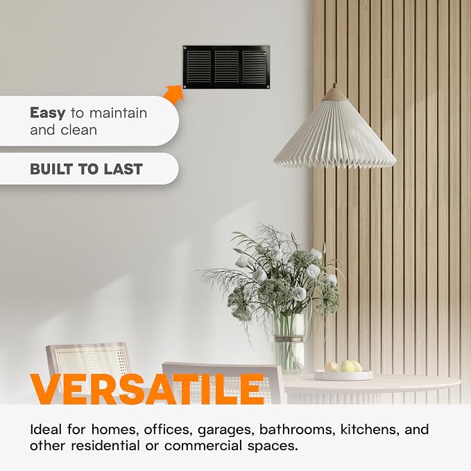 12 x 6 Inch Black Galvanized Steel Return Air Register Vent Cover, AC Vent Cover - Image 5