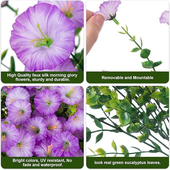 Artificial Flowers for Outdoors Fake Plants Outside Decoration, 12 Bundles Silk - Image 6