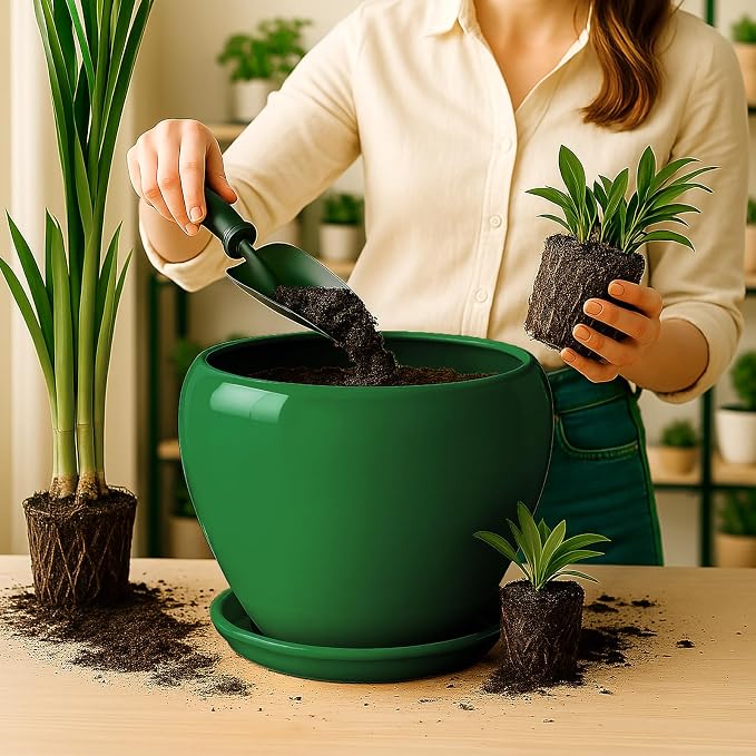 Deep Dream 10 Inch Plant Pot- Ceramic Planter Pot Round Plant Pots - Image 6