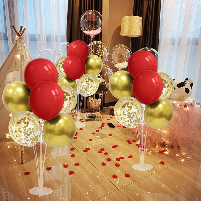 ZJDHPTY 4Set Red Gold Balloon Stand Table Centerpieces Party Decor | Christmas - Image 3
