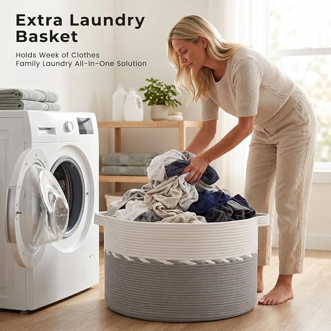 OIAHOMY 90L Extra Large Blanket Basket - Image 6