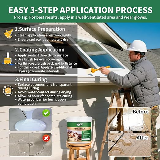 YKF Transparent Waterproof Sealant 12 Oz, Indoor & Outdoor - Image 4
