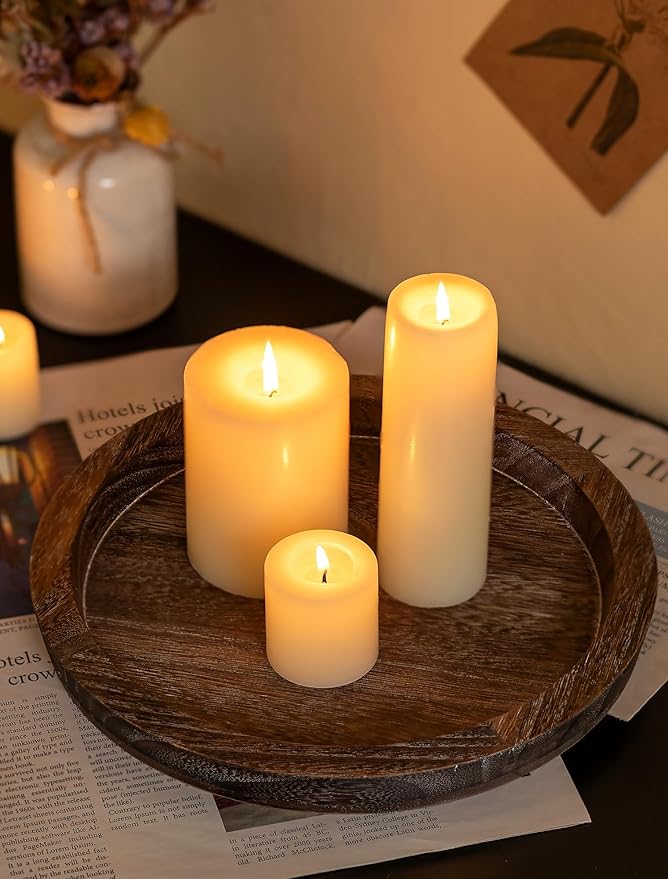 Hanobe Round Wooden Candle Holder Trays - Image 3