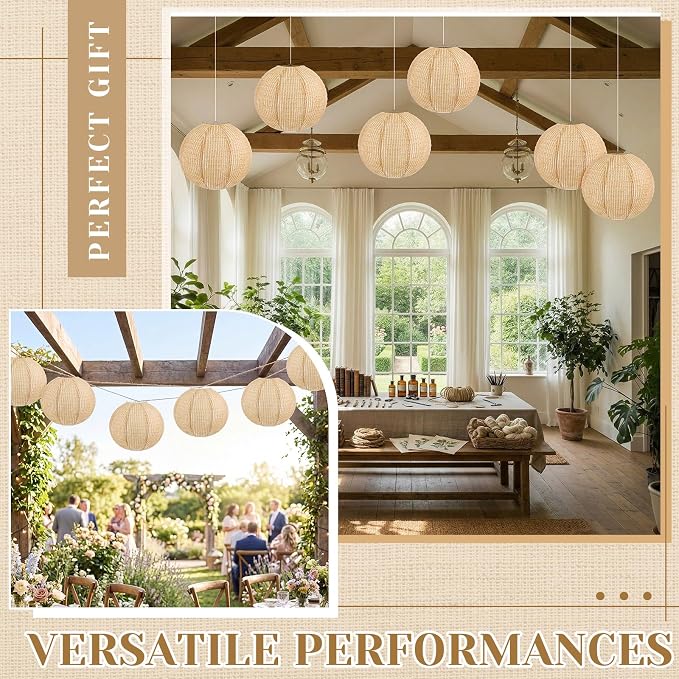 6 Pcs Print Burlap Paper Lanterns Classroom Decor, 16 Inch | Boho Hanging Decor - Image 6