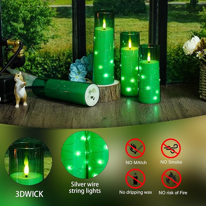 Flameless Candles, with Embedded Star String, Battery Operated Candles - Image 4