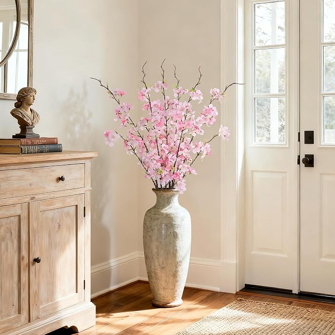 INXUGAO Artificial Cherry Blossom Branches Decor 6 PCS Fake Flowers Indoor | - Image 4