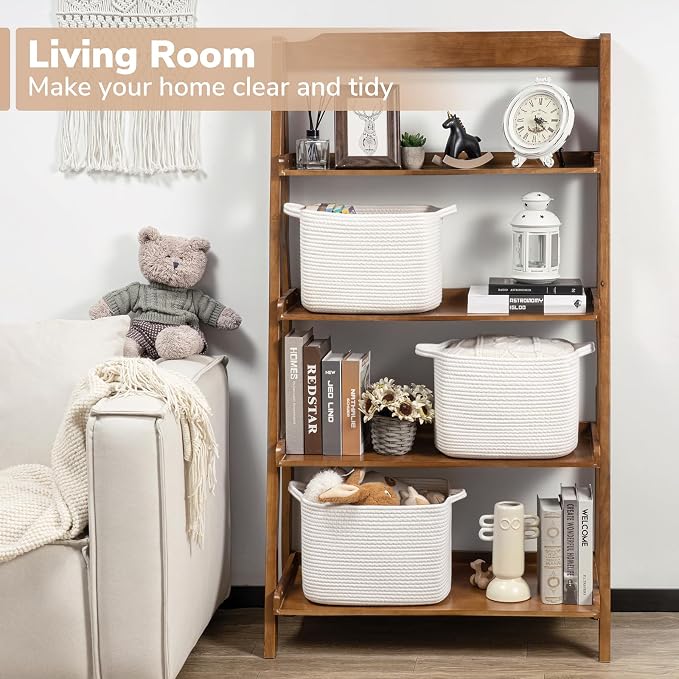 Goodpick Woven Storage Basket for Shelves, Cotton Rope Baskets for Books - Image 2