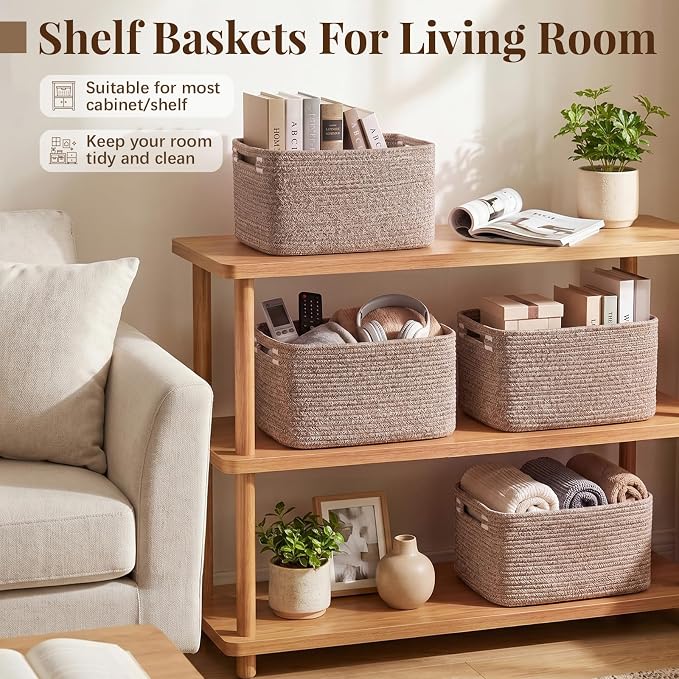 OIASKET 4Packs Natural Cotton Rope Storage Baskets - Image 6