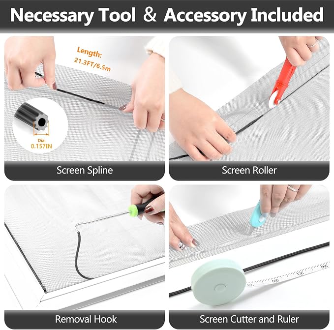Secopad Window Screen and Screen Door Mesh Repair Kit, 39in x 78in | - Image 3