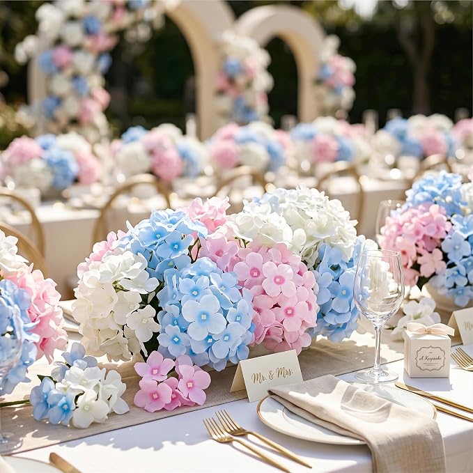 Auihiay 64Pcs Hydrangea Artificial Flowers Bulk, Faux Hydrangea Flowers | - Image 5