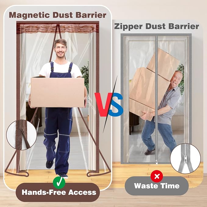 Dust Barrier, Plastic Zipper Magnetic Door Dust Protection Kit, Construction - Image 3