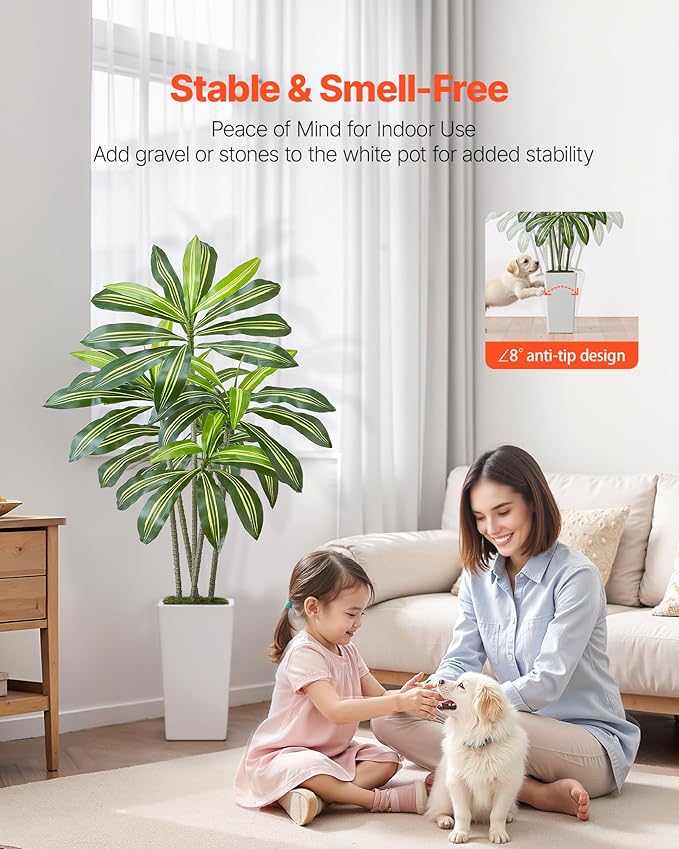 VEVOR Artificial Dracaena Tree 5 ft, Fake Palm Tropical Plants - Image 3