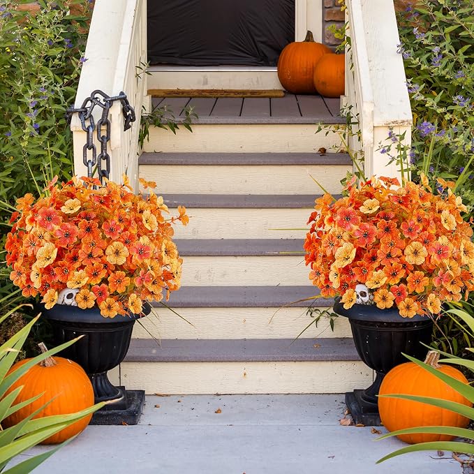 AGIRL Artificial Fall Flowers Fake Mums Outdoor, Faux Plant Porch Decor Home | - Image 5