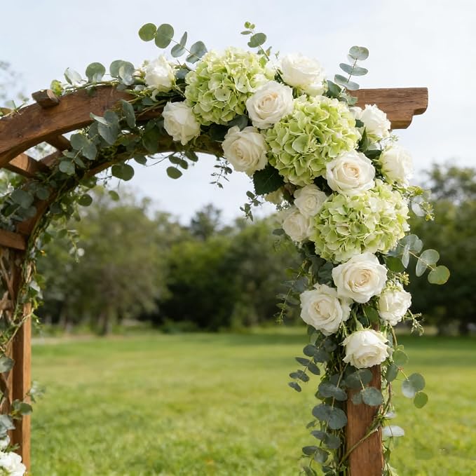 Kimura's Cabin 6pcs Hydrangea Artificial Flowers Fake Hydrangeas, Lime Green | - Image 9