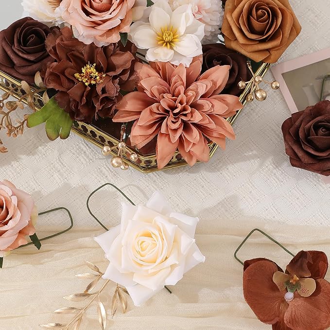 Artificial Flowers Fake Rose Flowers Dahlia - Image 8