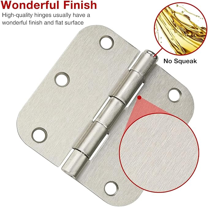 12 Pack Brushed Nickel Door Hinges 3 ½"x 3 ½" - Image 2