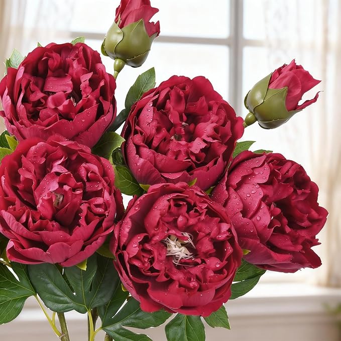 3PCS 22in Peonies Artificial Flowers, Real Touch Latex Peonies | Lifelike Large - Image 4