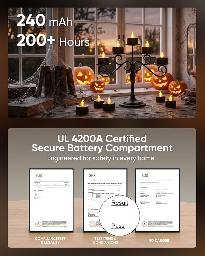 Homemory 12-Pack Black Flameless Battery Tealight Candles, 200+ Hours | - Image 3