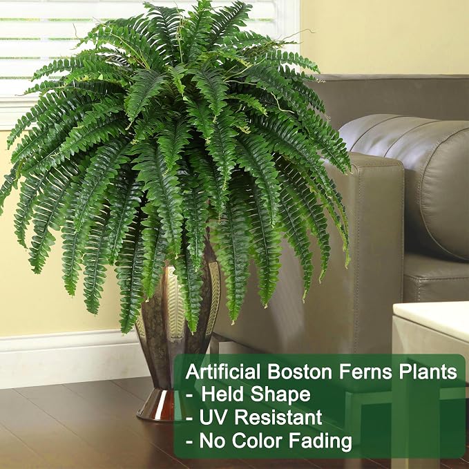 Dkaltm 43" Artificial Boston Fern, Outdoor Faux Plant | UV-Resistant, 69 - Image 3