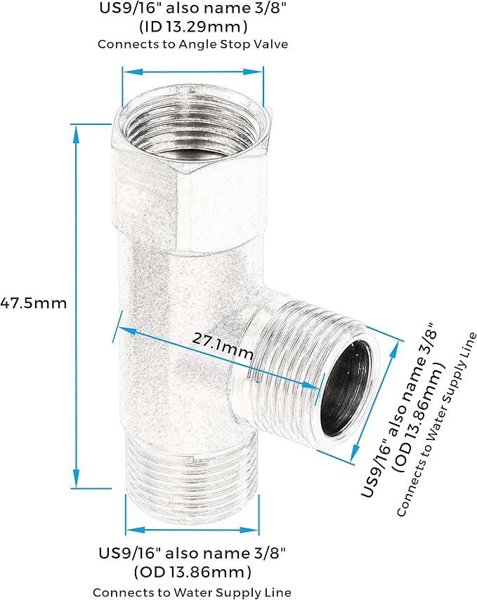 Bass 3/8 Compression Tee Valve Adapter - Image 5