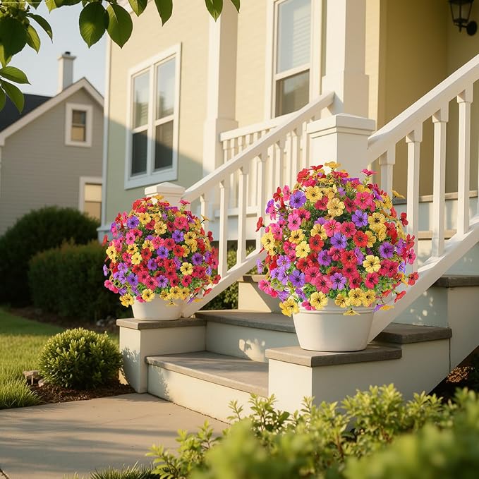 Alupssuc 2Pcs 20" Artificial Topiary Ball Flowers, UV Resistant Outdoor Faux - Image 5