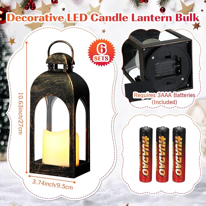 Tujoe 6 Pcs 10 Inch Decorative Candle Lantern Bulk - Image 2