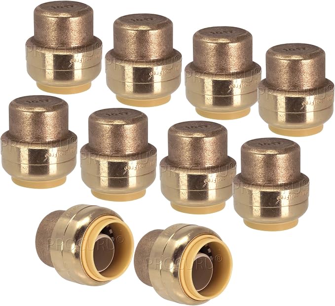 PROCURU 1-Inch PushFit End Cap, Push-to-Connect Brass Plumbing Fitting by PROCURU