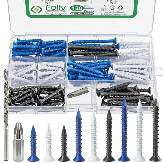 FOLIV 120PCS Concrete Screws by FOLIV