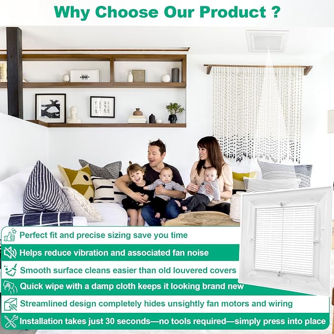 13" x 13" Bathroom Exhaust Vent Fan Grille Cover Replacement - Image 6