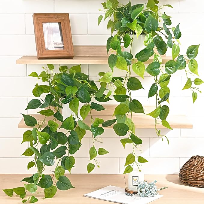 Fake Plants, Artificial Plants Indoor, Realistic Durable, Fake Pothos by Waipfaru