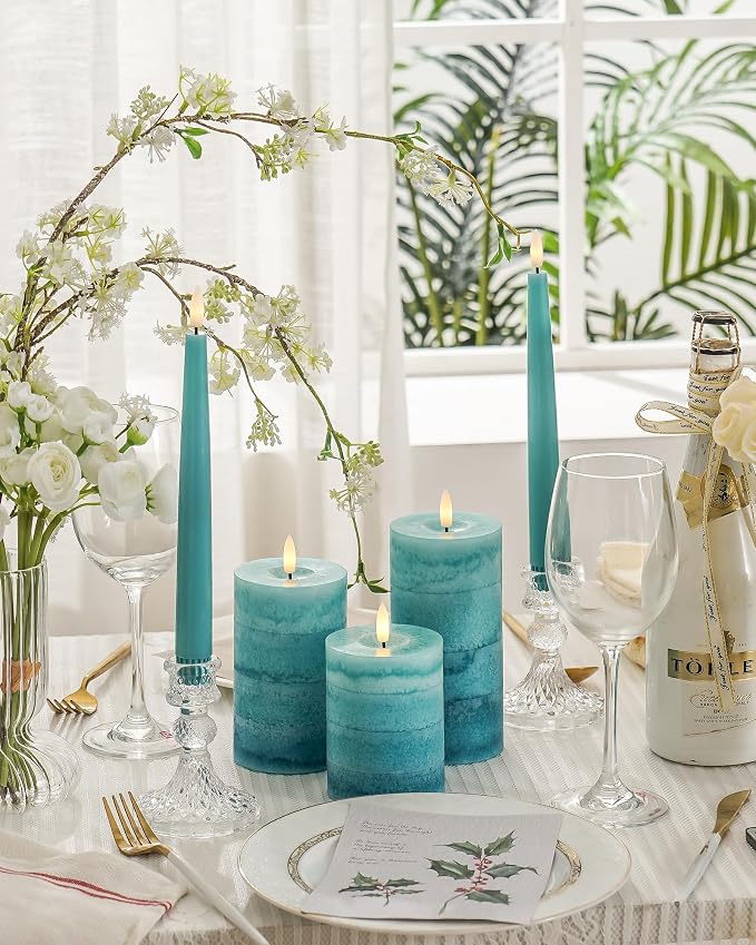 Stmarry Gradient Teal Flameless Candles - Image 4