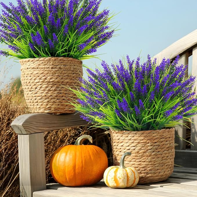 Rowfad 44 Pcs Artificial Outdoor Flowers Lavender Fake Greenery Plants UV - Image 5