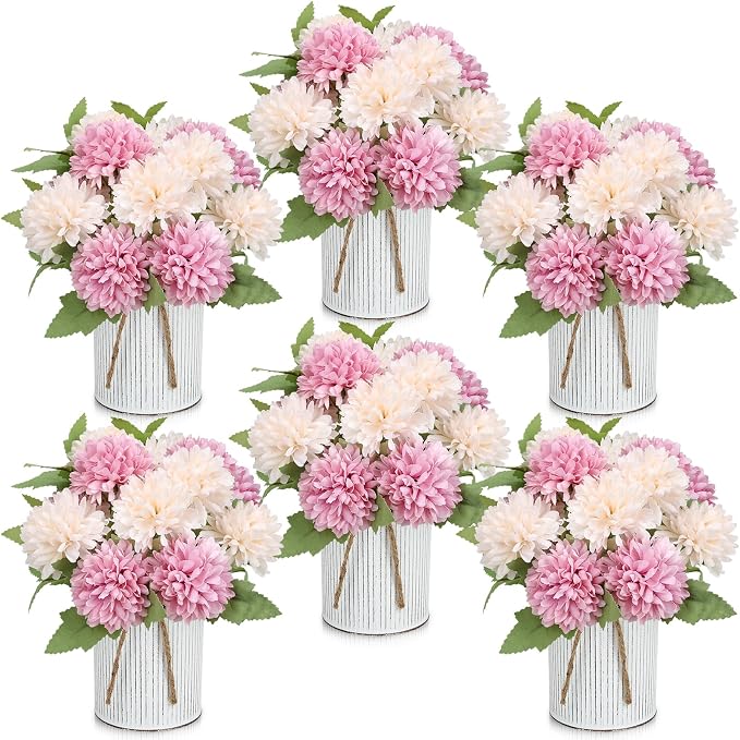 6 Set Pre-Made Flower Table Centerpieces by SEKNHOP