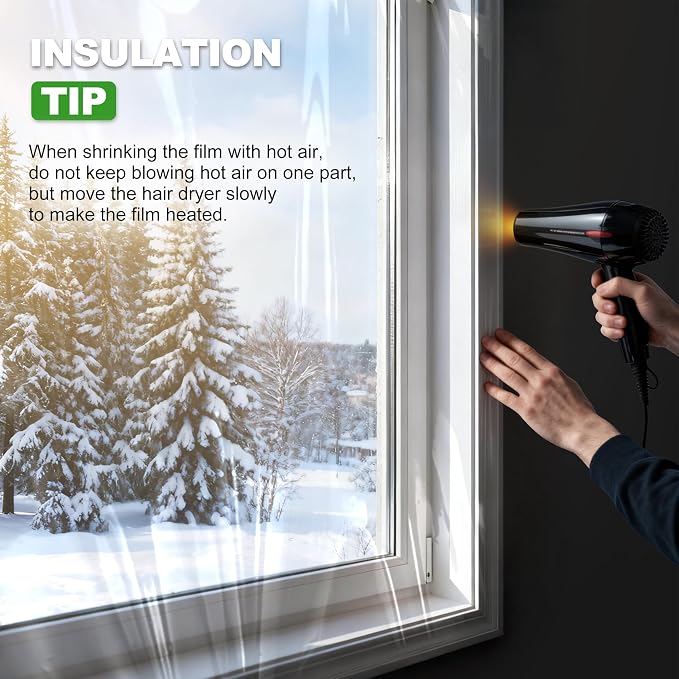 Window Insulation Kit for Winter, Plastic Window Covering 63 Inch Wide × 393 - Image 5