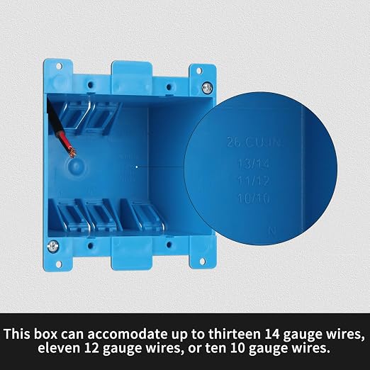 Old Work Electrical Outlet Box 2 Gang 25 Cubic Inches 12 Pack Blue | - Image 3