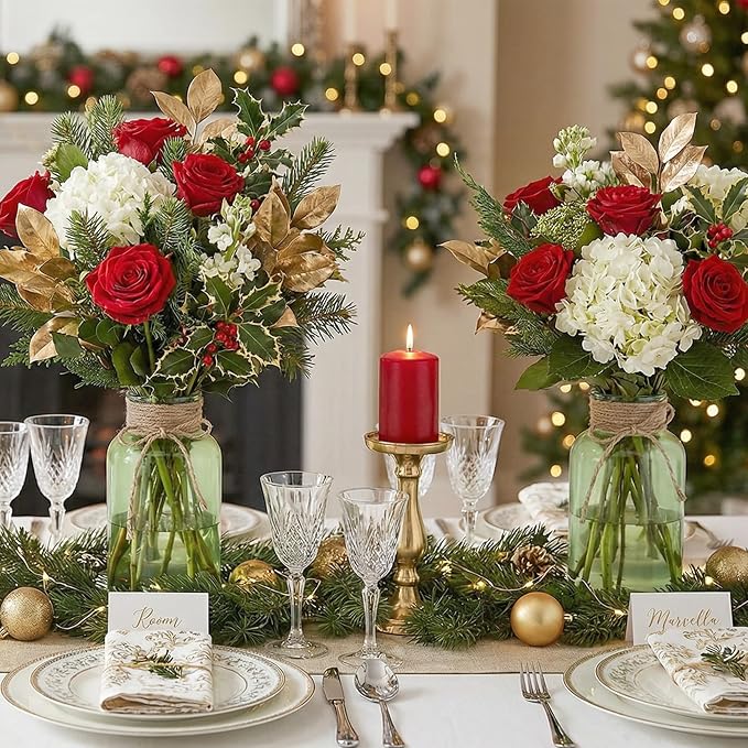 3 Pack Mason Jar Vases for Centerpieces, Wide Mouth Mason Jars - Image 7