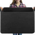 OIASKET 118L Extra Large Blanket Basket, 24.8" x 17.7" x 17.2" Woven Storage by OIASKET
