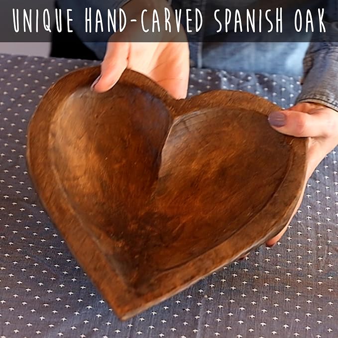 Decorative Bowl Home Decor Approx 10.5x12 Inch, Hand Carved Spanish Oak | Made - Image 8