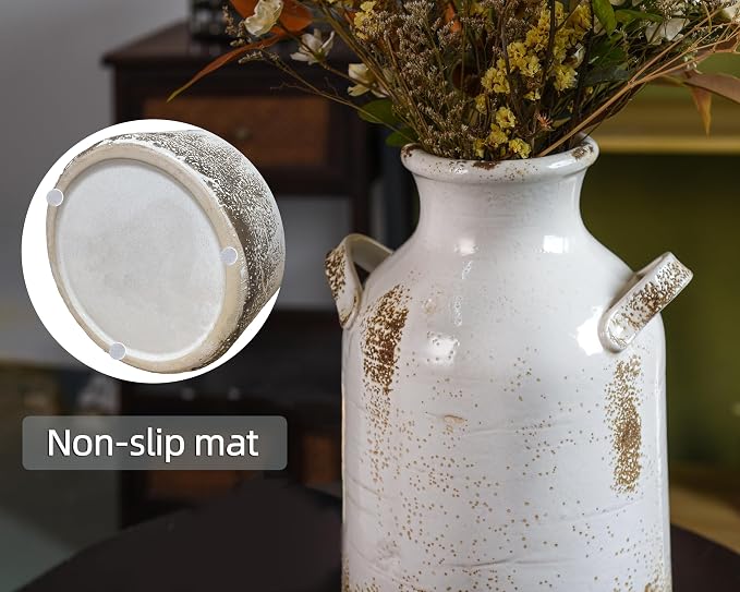 Quoowiit Ceramic Rustic Farmhouse Vase, 14 Inch Distressed Decorative Flower - Image 3