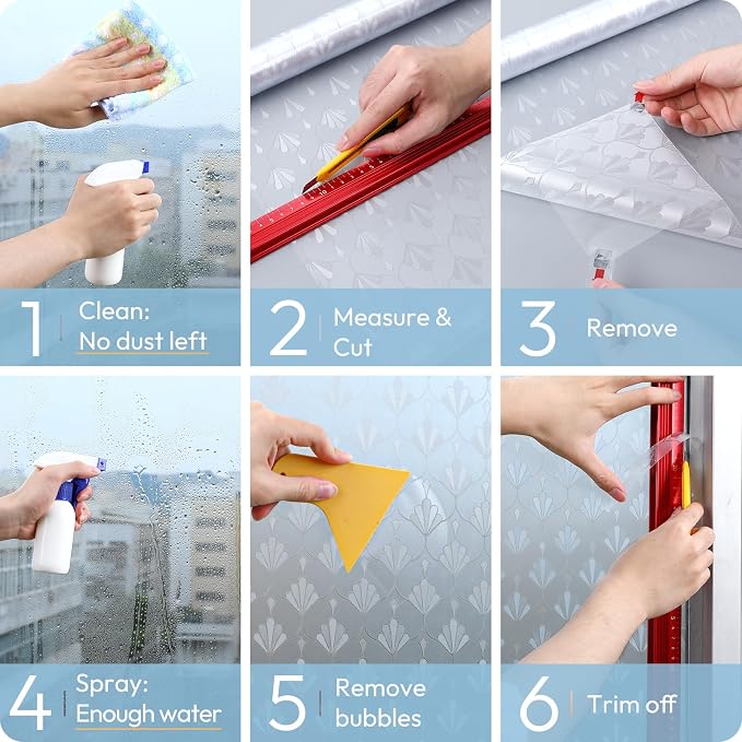 rabbitgoo Privacy Window Film Frosted Glass, 23.6" x 118.1" | Sun Blocking Non - Image 7