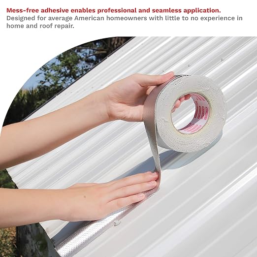 XFasten Super Waterproof Aluminum Butyl Tape, 2-Inch x 33-Foot, Aluminum Foil - Image 3