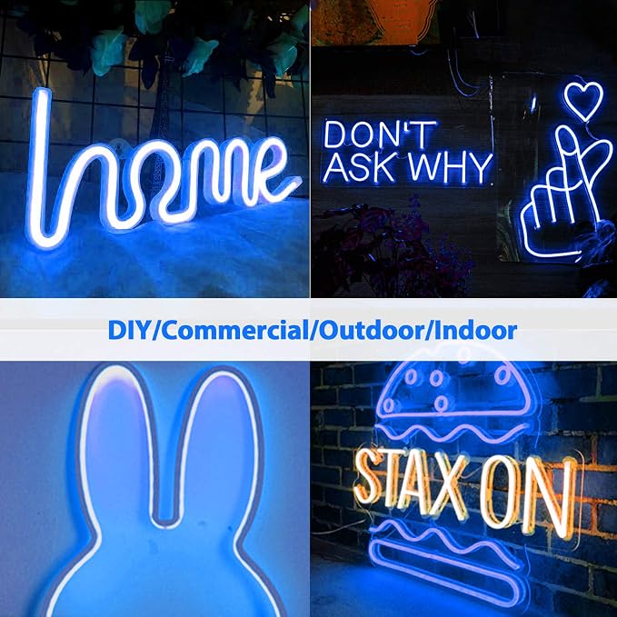 Lamomo LED Neon Lights, 16.4ft Blue LED Strip Light, 12V 0.39in/Cut Silicone - Image 4