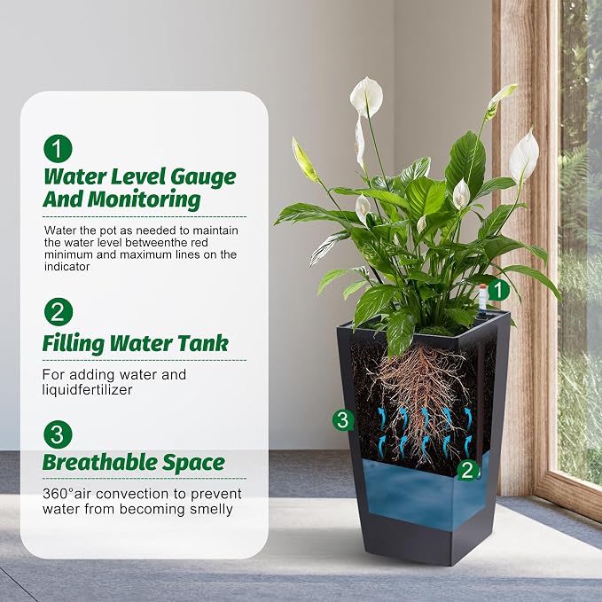 Garvee 16" Tall Planters Set of 2, Outdoor＆Indoor Planter Pots - Image 7