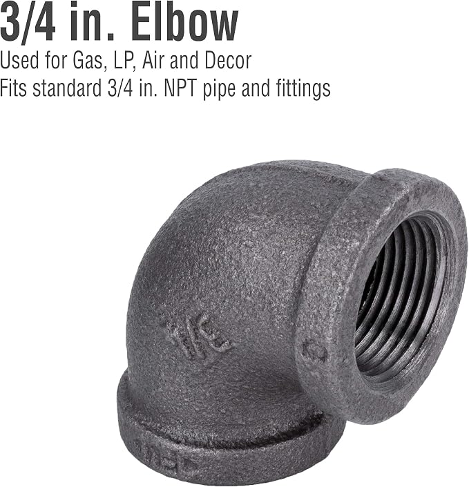PIPE DECOR 90-Degree Elbow Fitting, 3/4 Inch, DIY Furniture, and Standard 3/4 - Image 3