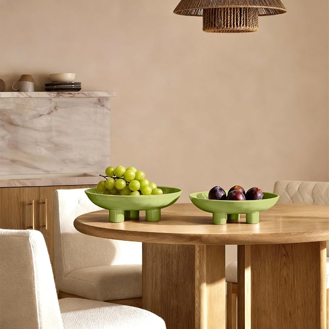 Three-Leg Ceramic Fruit Bowl, 12 Inch Oval Serving Dish - Image 3
