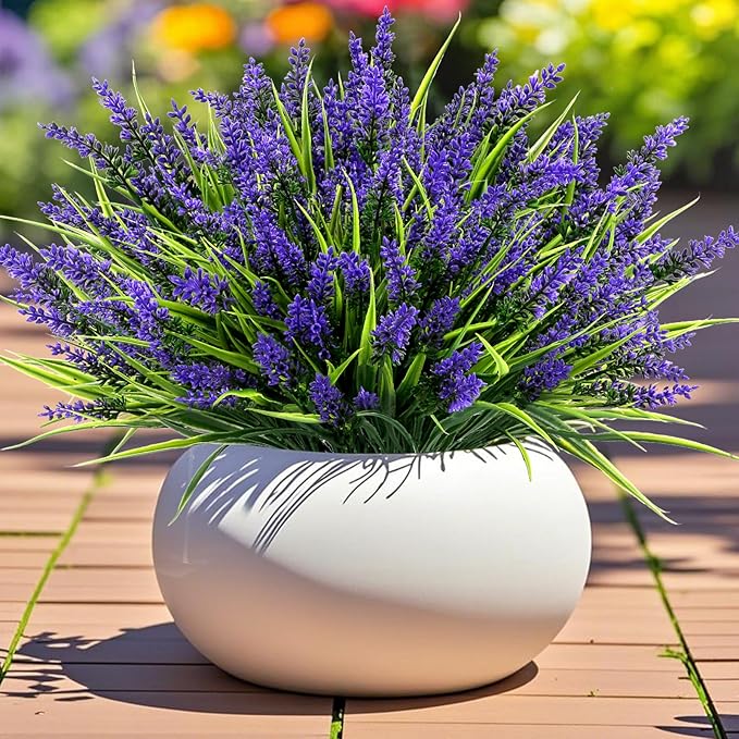 48 Bundles Artificial Lavender Flowers Outdoor UV Resistant, Realistic Plastic - Image 2