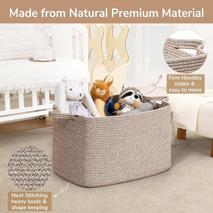 Goodpick 85L Large Woven Rope Blanket Basket, Toys & Clothes, Living Room & - Image 6
